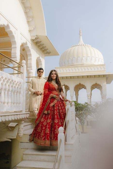 Aayushi & Ishaan at their wedding at Hyatt Regency Jaipur, Jaipur, Rajasthan